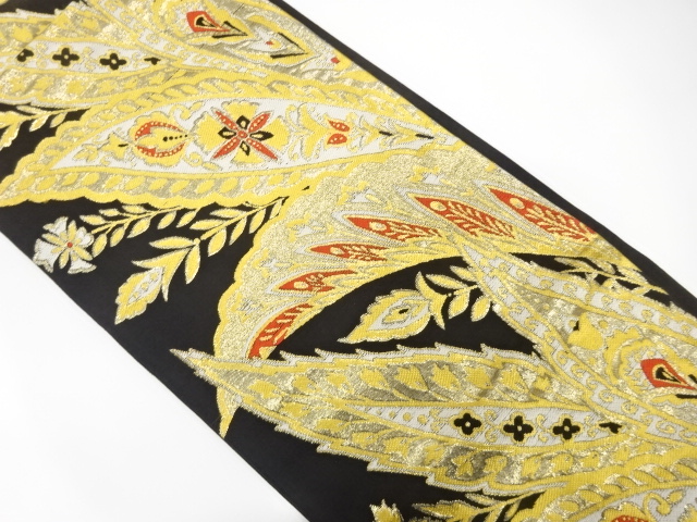 JAPANESE KIMONO / ANTIQUE FUKURO OBI / WOVEN WOVEN FLORAL SARASA